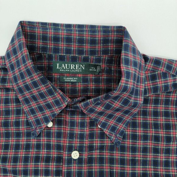 Lauren Ralph Lauren Shirt Mens XL Plaid Multicolor Button Up 17 1/2 34 35 - Picture 2 of 5